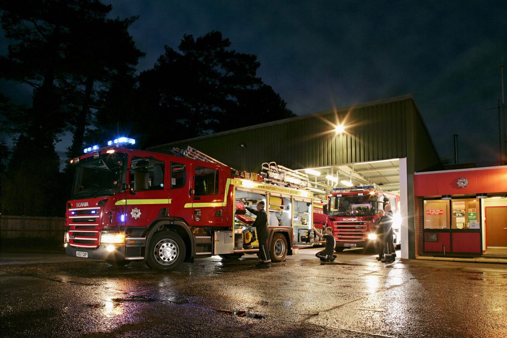 Scania P 270 4x2 fire engine with Scania long CrewCab. Water/rescue tenders. England. Photo: Bryan Winstanley 2008